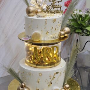 25th Gold Jubilee Two Tier Cake by Bakeology, Gwalior