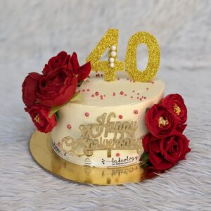 40th Anniversary Red Rose Cake by Bakeology, Gwalior