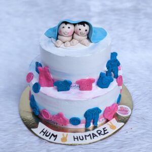 Boy and Girl Twins Two Tier Cake by Bakeology, Gwalior