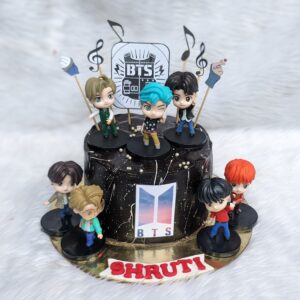 BTS Black Glitter Chibi Cake by Bakeology, Gwalior