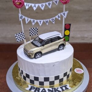 Car Lover Cake with Checkered Flags by Bakeology, Gwalior