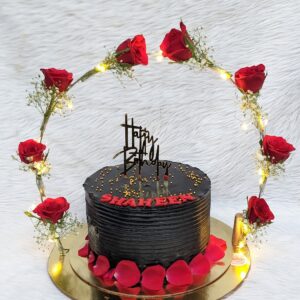 Chocolate Cake in Red Rose Ring by Bakeology, Gwalior