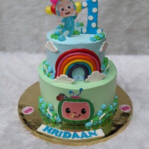 Cocomelon Rainbow Two Tier Cake by Bakeology, Gwalior