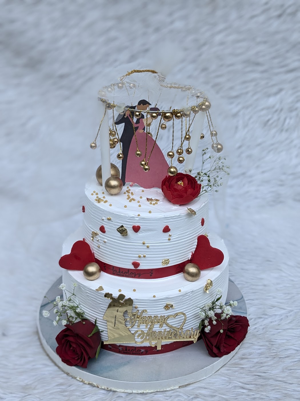 Couple in Glass Dome Two Tier Cake by Bakeology, Gwalior