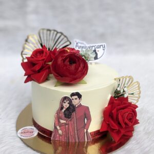 Couple Portrait Red Rose Cake by Bakeology, Gwalior