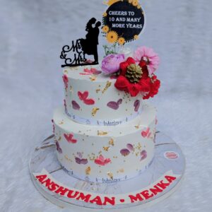 Couple Silhouette Petal Two Tier Cake by Bakeology, Gwalior