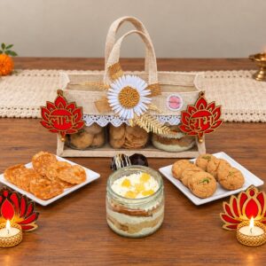 Jute Diwali Hamper with Dessert Jar
