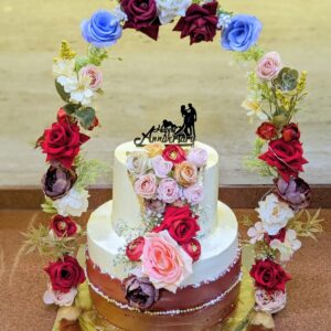 Flower Arch Two Tier Anniversary Cake by Bakeology, Gwalior