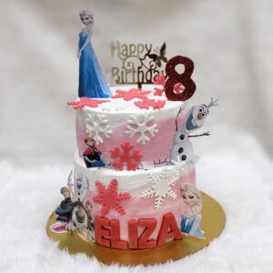 Frozen Pink and Blue Two Tier Cake by Bakeology, Gwalior