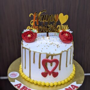 Gold Drip Heart Name Cake by Bakeology, Gwalior