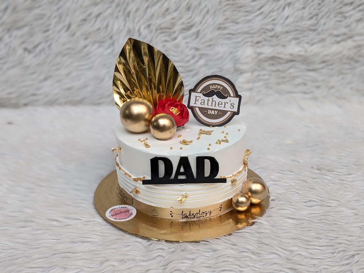 Gold Leaf Dad Cake by Bakeology, Gwalior