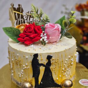 Golden Couple Silhouette Cake by Bakeology, Gwalior