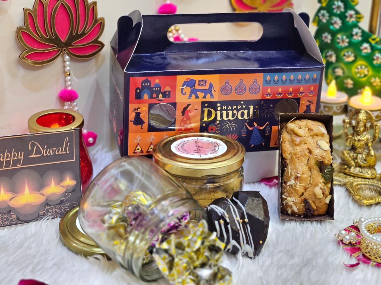 Happy Diwali Handle Gift Box from Bakeology, Gwalior
