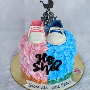 He or She Baby Shoes Cake by Bakeology, Gwalior
