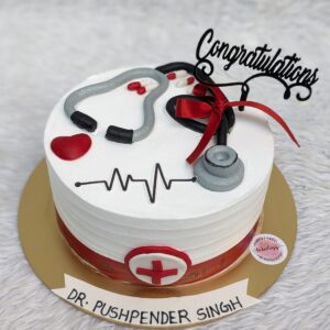 Heartbeat Stethoscope Cake by Bakeology, Gwalior