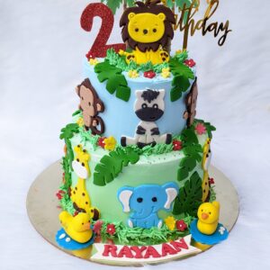 Jungle Animals Two Tier Cake by Bakeology, Gwalior