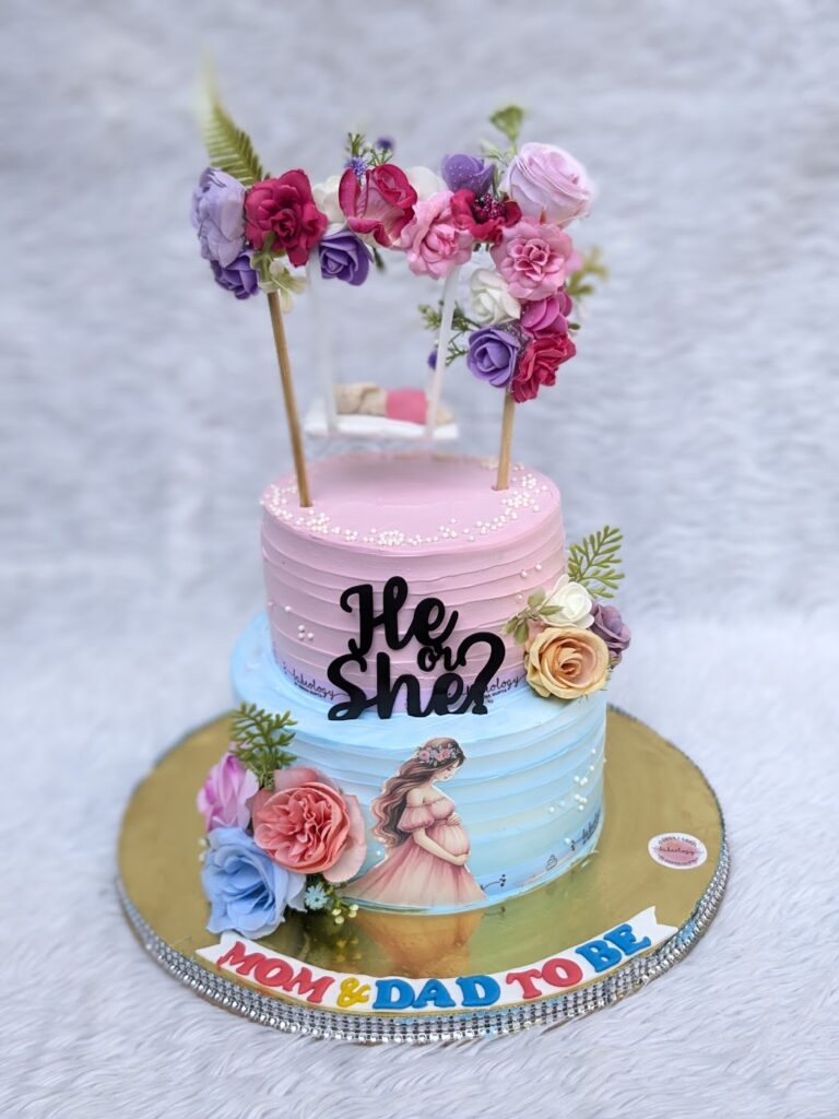 Mom and Dad to Be Two Tier Cake by Bakeology, Gwalior