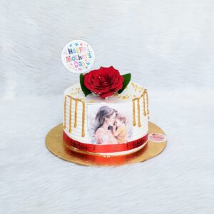 Mom Photo Cake with Red Rose by Bakeology, Gwalior