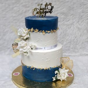 Navy Blue Engagement Two Tier Cake by Bakeology, Gwalior