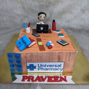 Office Desk Square Cake by Bakeology, Gwalior