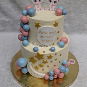 Over the Moon Twins Two Tier Cake by Bakeology, Gwalior