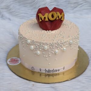 Pearl and Red Heart Mom Cake by Bakeology, Gwalior
