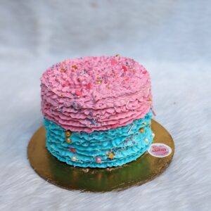 Pink and Blue Ruffle Gender Reveal Cake by Bakeology, Gwalior
