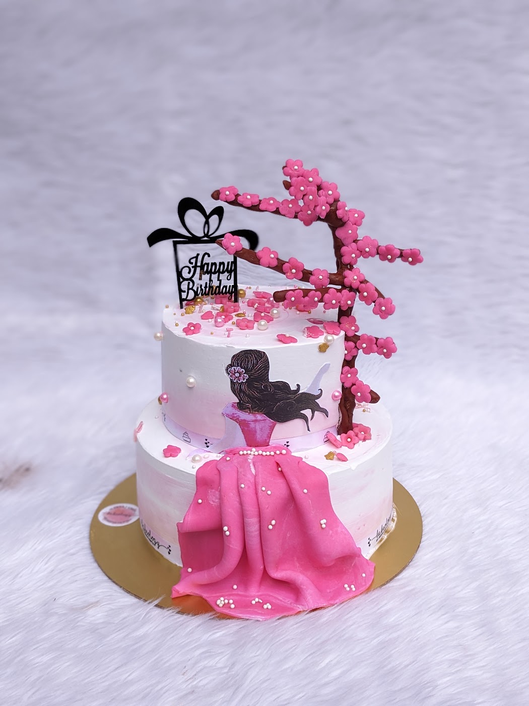 Pink Gown Two Tier Birthday Cake by Bakeology, Gwalior