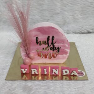 Pink Pampas Half Cake by Bakeology, Gwalior