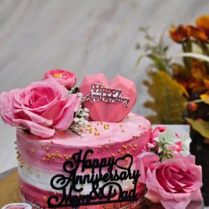 Pink Rose Anniversary Cake by Bakeology, Gwalior