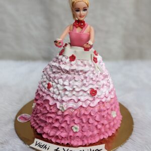 Pink Ruffle Doll Cake by Bakeology, Gwalior