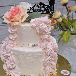 Pink Ruffle Two Tier Anniversary Cake by Bakeology, Gwalior