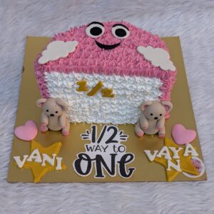 Pink Smiley Half Cake by Bakeology, Gwalior