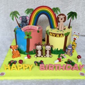 Rainbow Jungle Party Sheet Cake by Bakeology, Gwalior