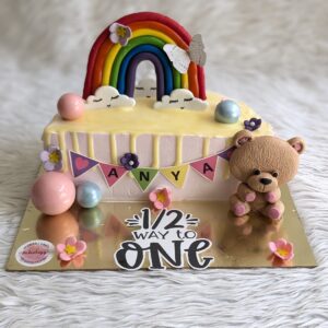 Rainbow Teddy Half Cake by Bakeology, Gwalior