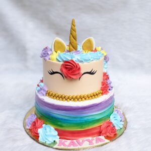Rainbow Unicorn Two Tier Cake by Bakeology, Gwalior