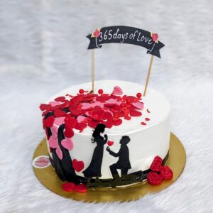 Red Petal Proposal Cake by Bakeology, Gwalior
