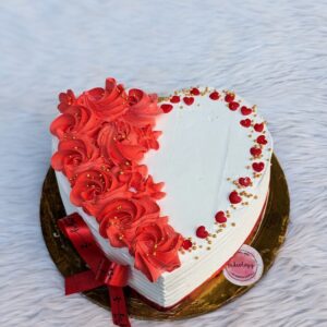 Red Rose Cascade Heart Cake by Bakeology, Gwalior