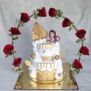 Rose Arch Princess Two Tier Cake by Bakeology, Gwalior