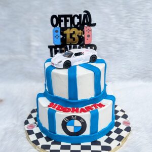 Supercar Stripes Two Tier Cake by Bakeology, Gwalior