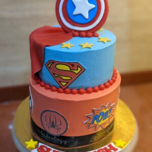Superhero Shields Two Tier Cake by Bakeology, Gwalior