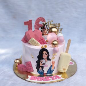 Sweet 16 Girl Portrait Birthday Cake by Bakeology, Gwalior