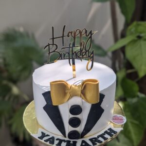 Tuxedo Cake with Golden Bow Tie by Bakeology, Gwalior
