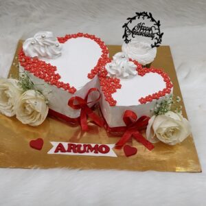 Twin Heart Couple Cake by Bakeology, Gwalior
