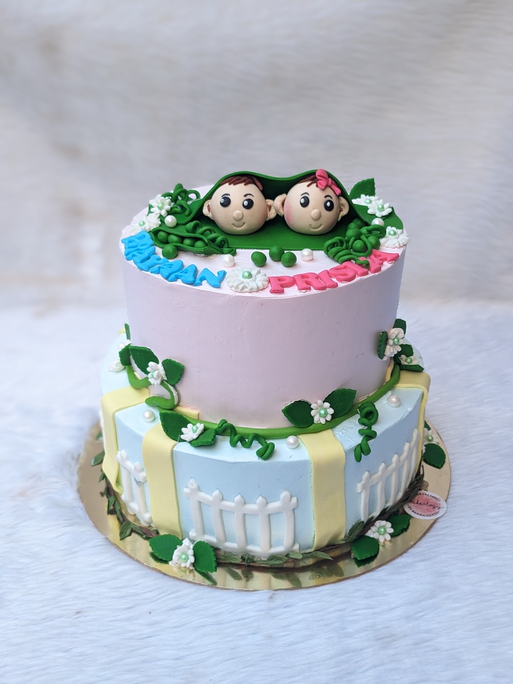 Twins Peek-a-Boo Two Tier Cake by Bakeology, Gwalior