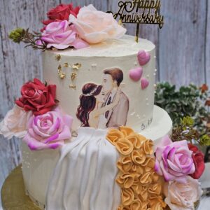Wedding Couple Gown Two Tier Cake by Bakeology, Gwalior