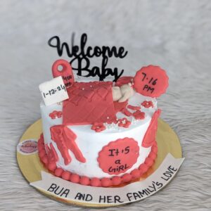 Welcome Baby Birth Details Cake by Bakeology, Gwalior