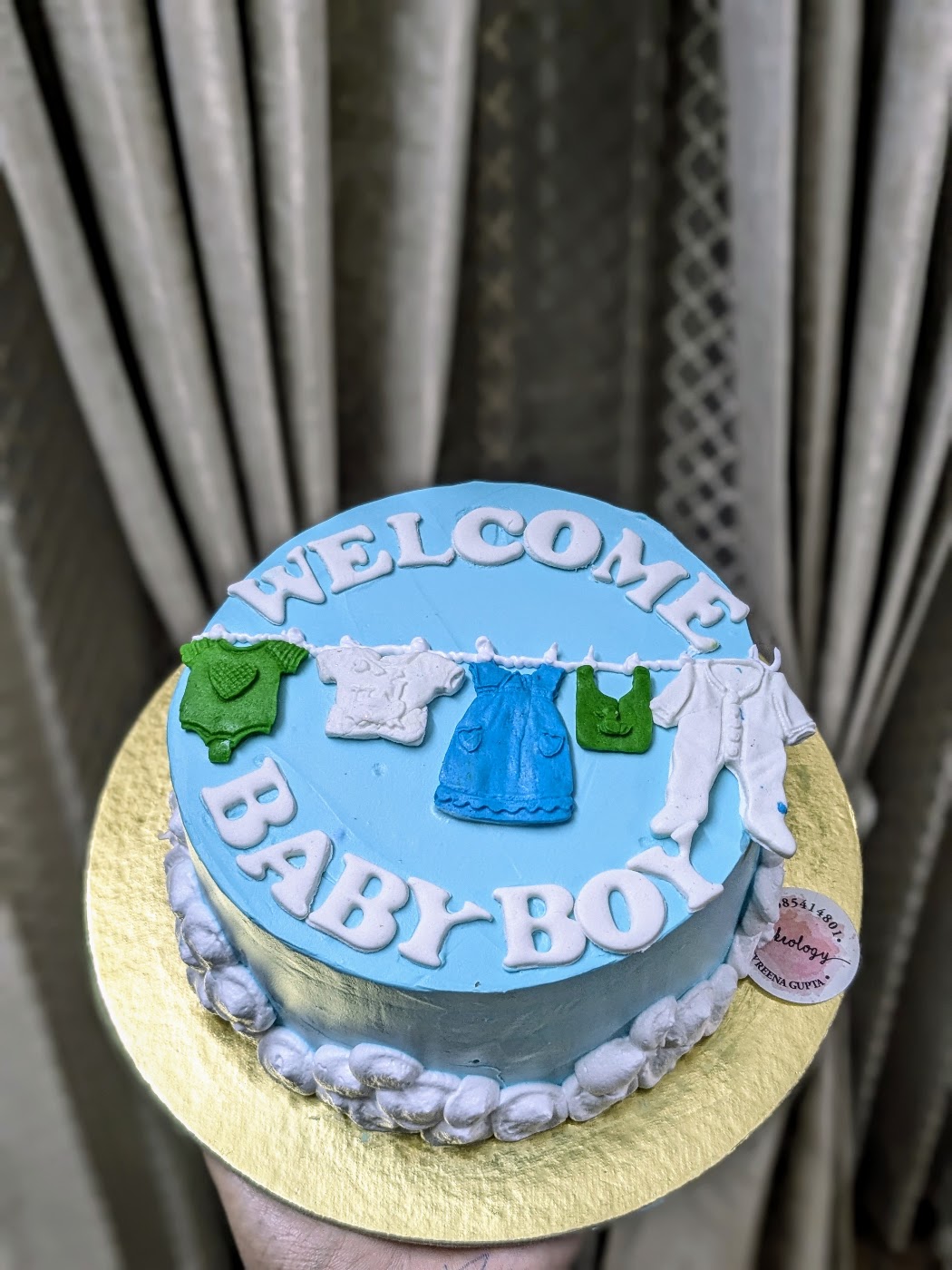 Welcome Baby Boy Clothesline Cake by Bakeology, Gwalior