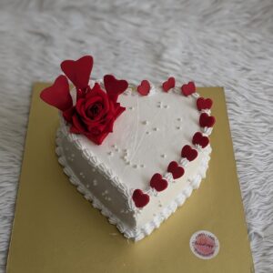 White Heart Cake with Red Roses by Bakeology, Gwalior