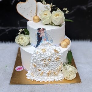 White Lace Wedding Couple Cake by Bakeology, Gwalior